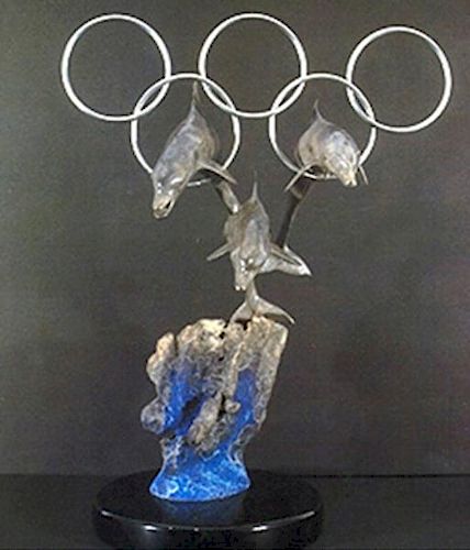 Dale Evers "Jumping Through The Rings" Bronze Sculpture
