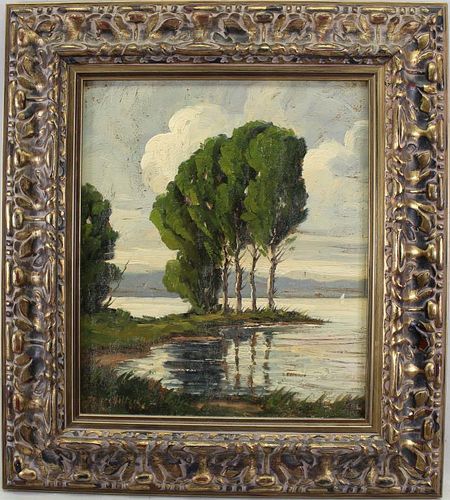 European School, Signed Painting of "The Pond"