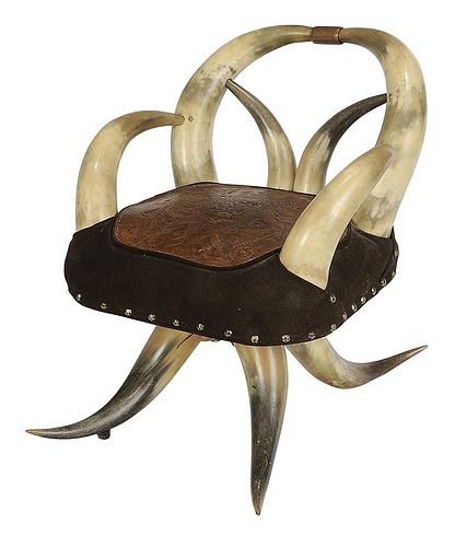 Vintage Horn and Leather Child's Chair