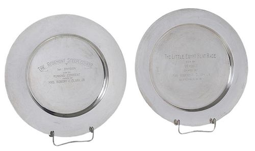 Two Sterling Trophy Plates