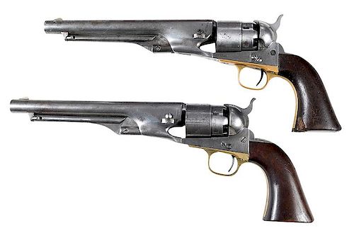 Two Colt Civilian Model 1860 Single Action Revolvers with Case