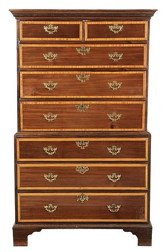 George III Inlaid Mahogany Chest on Chest