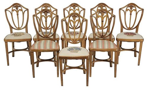 Set of Eight Hepplewhite Style Dining Chairs