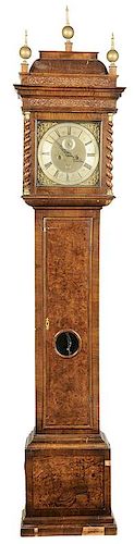William and Mary Burl Wood Tall Case Clock
