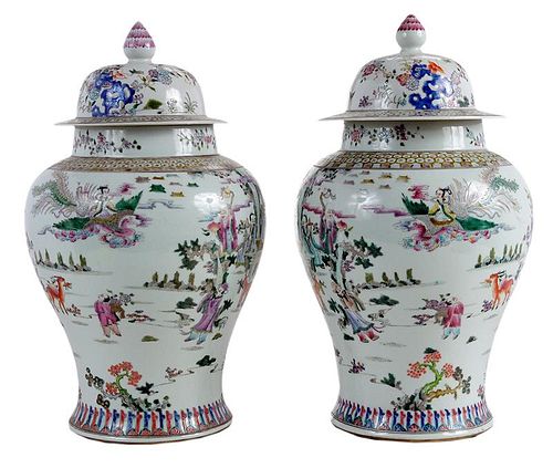 Pair Chinese Porcelain Ginger Jars