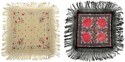 Two Asian Embroidered Silk Panels