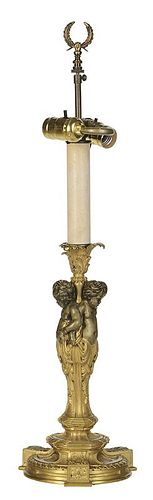 Louis XVI Style Gilt Bronze Candelabra with Putti