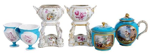 Six Pieces Continental Porcelain, Sevres, K.P.M.