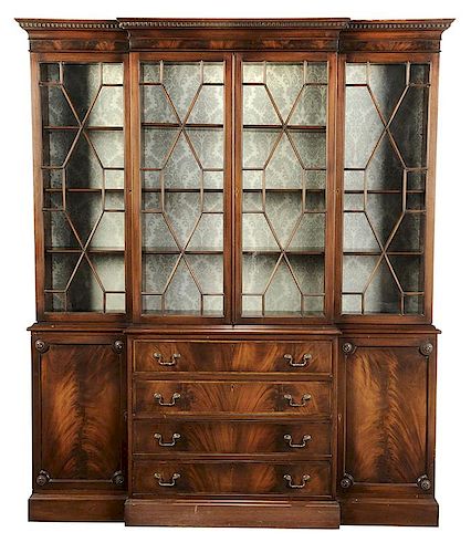 Chippendale Style Mahogany Breakfront 