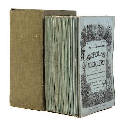 DICKENS, CHARLES. The Life and Adventures of Nicholas Nickleby. London, 1838-1839. 20 parts/19. First ed., first issue
