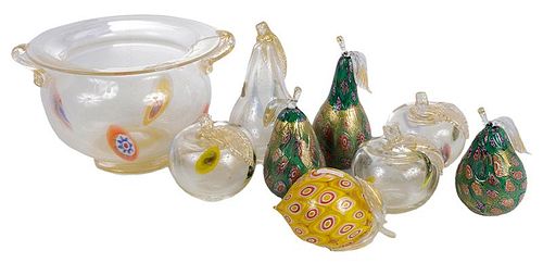 Nine Pieces of Murano Glass