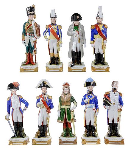 Nine Porcelain Military Historical Figures