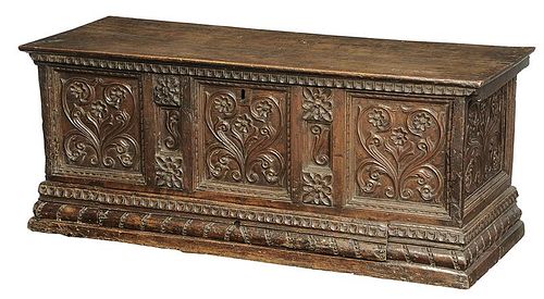 Baroque Carved Walnut Lift Top Coffer