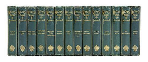 DICKENS, CHARLES. 2 sets of Works. Boston, 1875, 14 vols., dark green gilt-decorated cloth, and London, 1863, 11 vols., 25 total