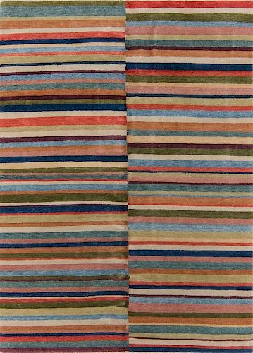 Natural Dye Rug with Stripes: 4'10'' x 6'10''