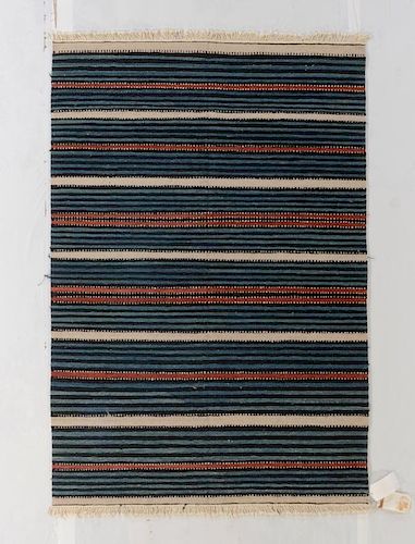 Modern Natural Dye Striped Kilim: 4'1'' x 6'