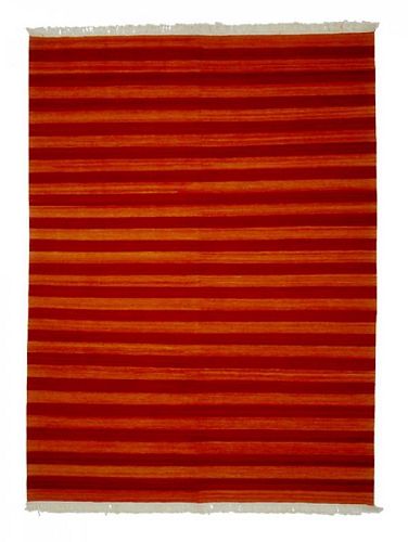 Modern Natural Dye Striped Kilim: 6'4'' x 7'11''