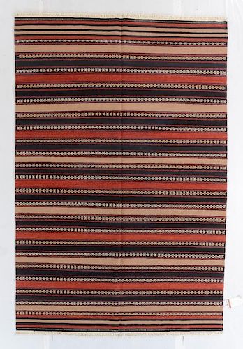 Modern Natural Dye Striped Kilim: 6' x 8'11''