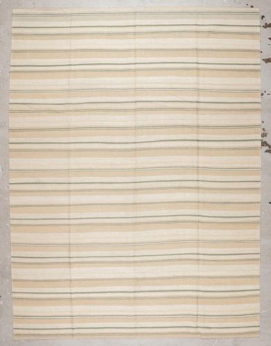 Modern Striped Kilim: 10'11'' x 11'10''