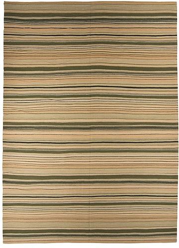 Modern Striped Nepali Wool Kilim: 10' x 14'