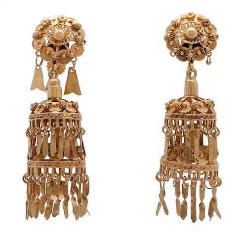 14 Karat Yellow Gold Etruscan Revival Earrings