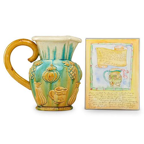 KATE MALONE Large pitcher with drawing