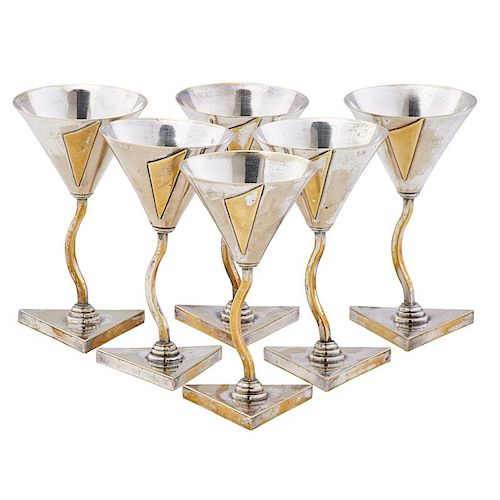 ELSA TENNHARDT Six Art Deco cocktail glasses