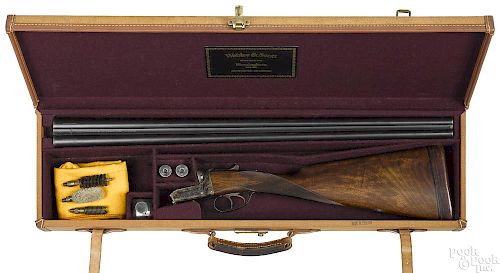 Cased Webley & Scott double barrel shotgun
