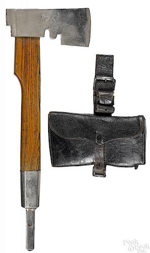 German WWII hatchet/hammer and leather sheath