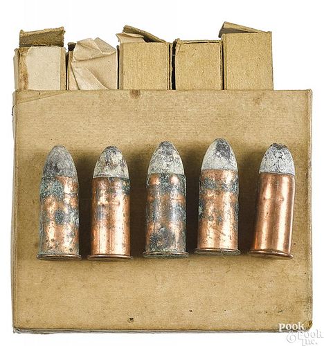 Full box of six Spencer cased cartridges