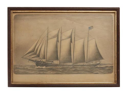 Fred Brown Drawing of the Schooner, "Occidental" - Capt. Martin A. Brandt