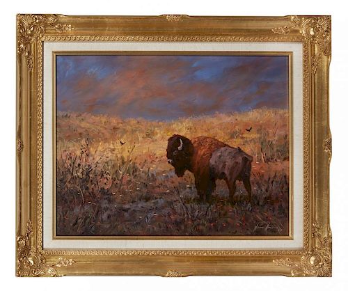 Heinie Hartwig (b. 1937) Painting, "Lone Bull"