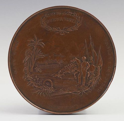 State of Louisiana Bronze Medal, "Zachary Taylor," 19th c. issued in comemmoration of his role in the Mexican war, and the ba