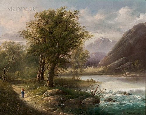 Mikhail Konstantinovich Klodt von Jurgensburg (Russian, 1832/33-1902)  Zirknitzer See, Kärnthen