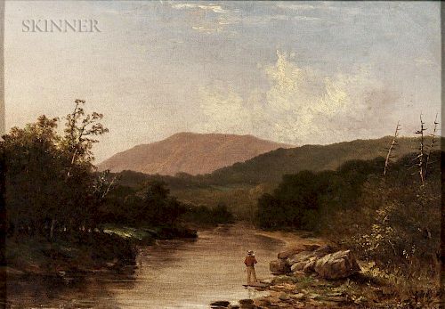 Walter Mason Oddie (American, 1808-1865)  Fishermen by a Mountain Stream