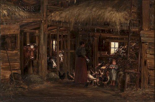 William Preston Phelps (American, 1848-1923)  Interior of the Barn at Chesham