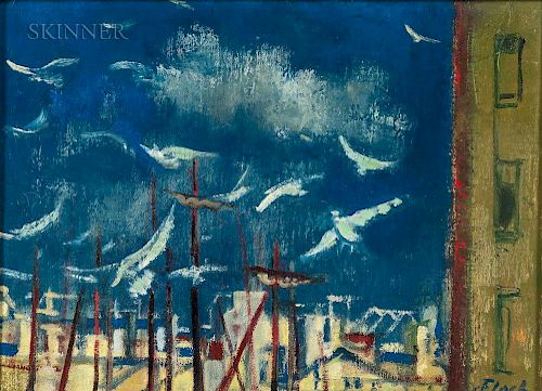 Joseph Floch (American/Austrian, 1894-1977)  Masts and Gulls