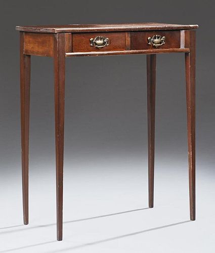 American Federal Stle Carved Oak Console Table, 20th c., the rectangular top over two frieze drawers, on square tapered legs,