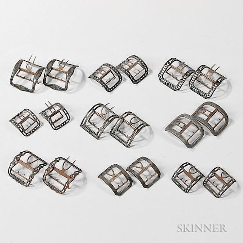 Nine Pairs of Mourning Shoe Buckles