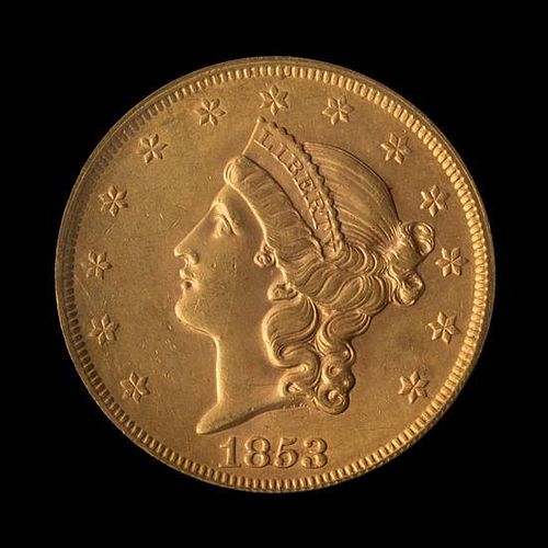 A United States 1853 Liberty Head $20 Gold Coin