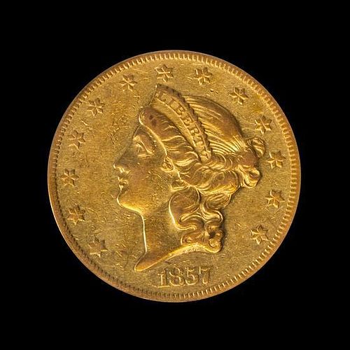 A United States 1857-O Liberty Head $20 Gold Coin