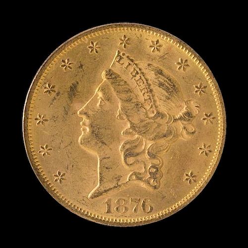 A United States 1876-CC Liberty Head $20 Gold Coin