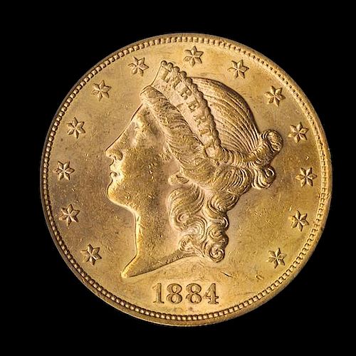 A United States 1884-S Liberty Head $20 Gold Coin