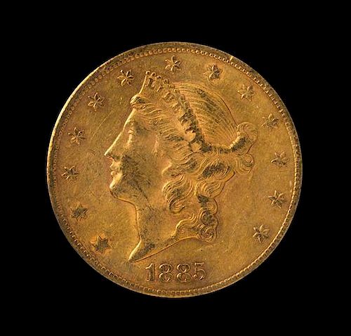 A United States 1885-CC Liberty Head $20 Gold Coin