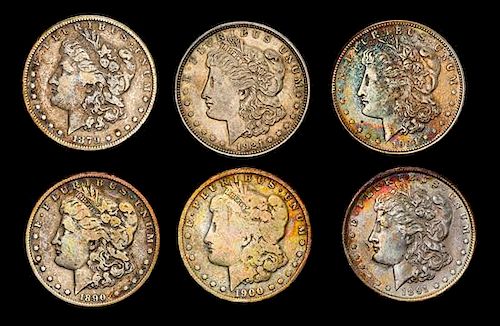 A Group of Six United States Morgan Silver Dollar Coins