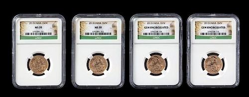 * A Group of Four United Kingdom Royal Mint 2013-India Gold Sovreign Coins