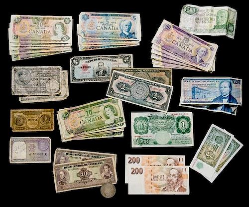 A Collection of International Coins and Paper Money