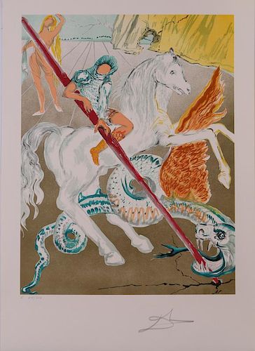 SALVADOR DALI (1904-1989): THE LANCE OF CHIVALRY (ST. GEORGE), FROM THE RETROSPECTIVE SUITE: TWO PLATES
