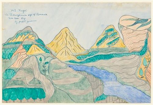 Joseph Yoakum, (American, 1886-1972), Mt. Negoi in Transylvania Alps of Romania near town Cluj