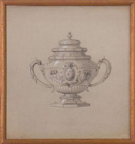 20TH CENTURY SCHOOL: DESIGN FOR SILVER PUNCH BOWL; AND DESIGN FOR SILVER CUP AND COVER